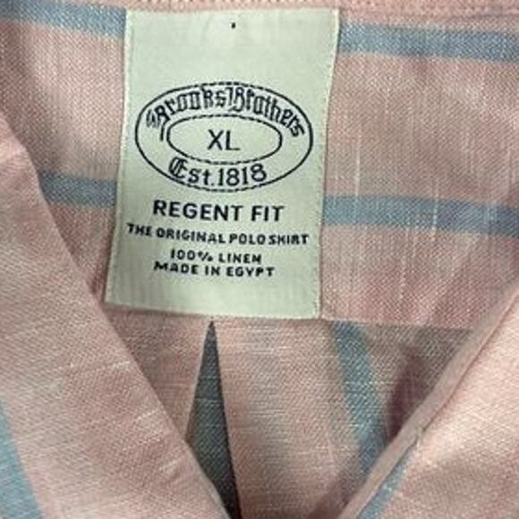 Men's Brooks Brothers XL pink and blue striped linen long sleeve button up  Exc - Picture 3 of 9